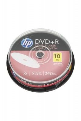 DVD+R lemez, nyomtatható, kétrétegű, 8,5GB, 8x, 10 db, hengeren, HP