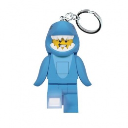 Kulcstartó, LED világítással, LEGO "Shark Suit Guy"